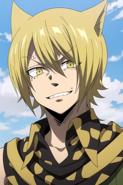 masterpiece, best quality, , 1boy, solo, male focus, looking at viewer, , , ligne claire, , <lora:jackal_fairy_tail:0.72>, jackal_fairy_tail, blonde hair, yellow eyes