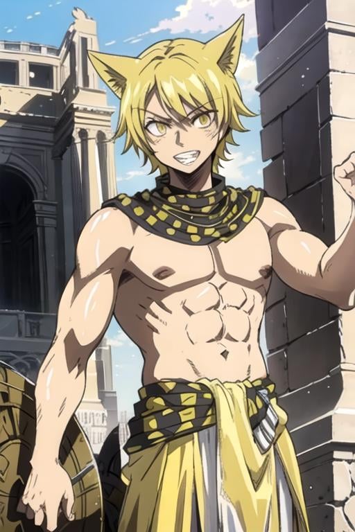 masterpiece, best quality, game cg, 1boy, solo, male focus, looking at viewer, , , , , <lora:jackal_fairy_tail:0.66>, jackal_fairy_tail, blonde hair, yellow eyes, , ancient rome,