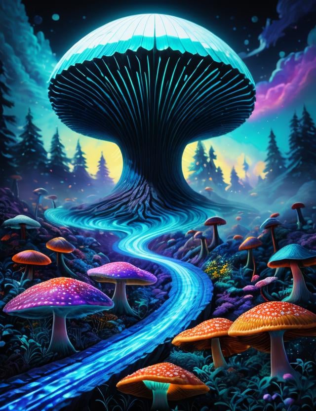 ((best quality)), ((masterpiece)), ((realistic,digital art)),DonMChr0m4t3rr4 (hyper detailed), Periwinkle Enormous Flat Grooved mushroom, Knurled Pattern,  Root Colonization by Fungi, Prairie, Subcespitose,  Quinacridone Red Orange Crowded Gills, Blue Bruising,,Textured Volva,  Potentially lethal, , octane rendering, raytracing, volumetric lighting, Backlit,Rim Lighting, 8K, HDR  <lora:Chromaterra_SD1.5_version-000008:1>