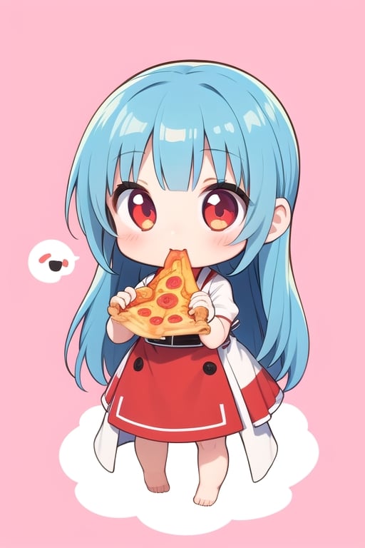 1girl, (chibi:1.2), eating, pizza, holding pizza, full body
