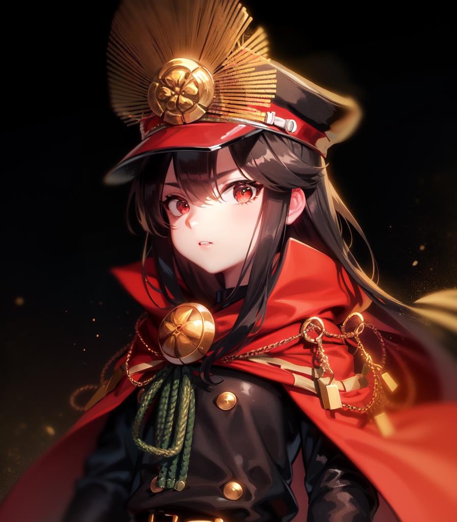 masterpiece, best quality, high resolution,ArcherNobu, Nobu Military Uniform, 1girl,  solo,<lora:FateNobu:0.9>,