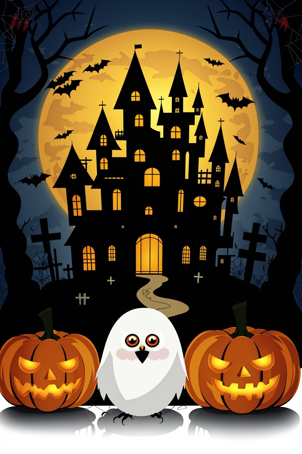  spider,tombstone,Owl,Spider web,ghost,castle,Pumpkin lantern