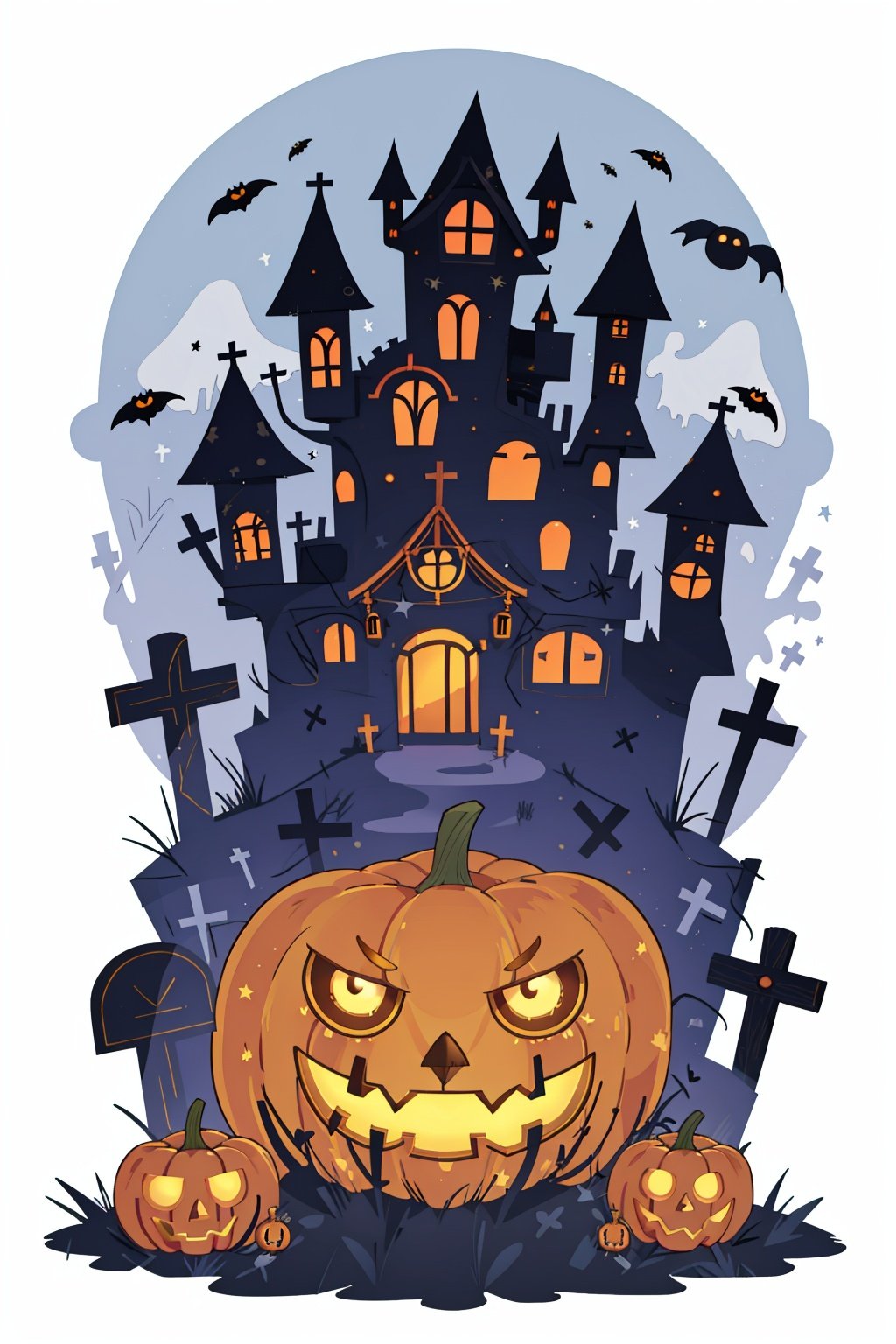  spider,tombstone,Owl,Spider web,ghost,castle,Pumpkin lantern