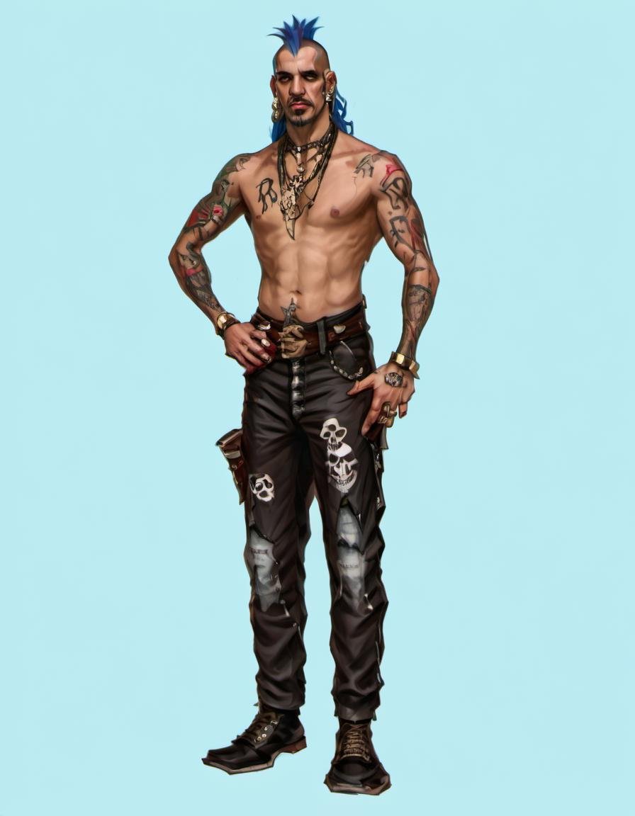 a Puerto Rican man punk full body, standing <lora:XLPUNK_0.3_RC:0.8>