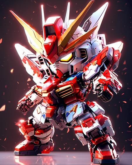 masterpiece,shining,bloom,soft light,shadows,realistic,chibi gundam,<lora:chibi_gundam:1>,