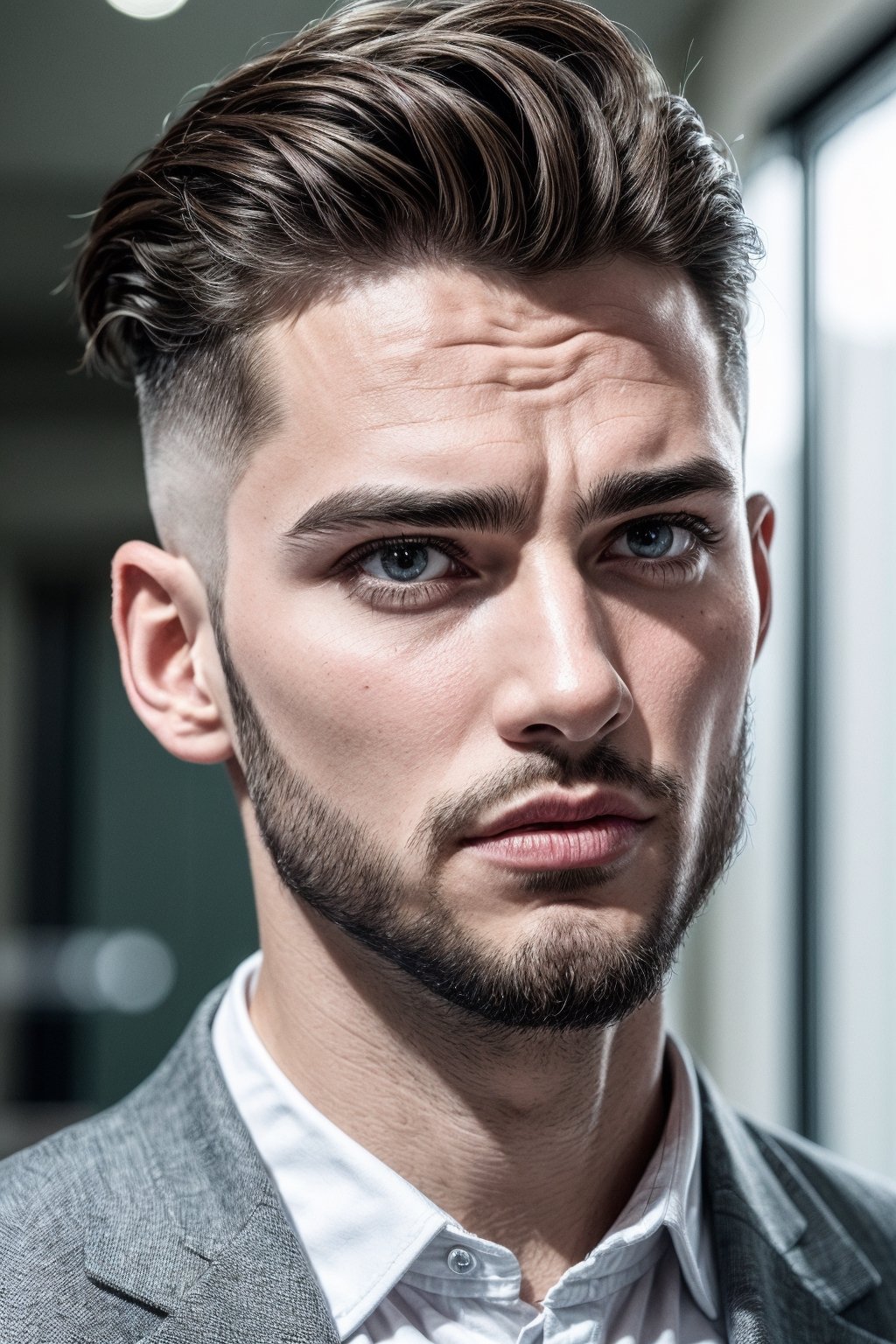 Realistic, handsome Men Hairstyle cutting the face,Businessman