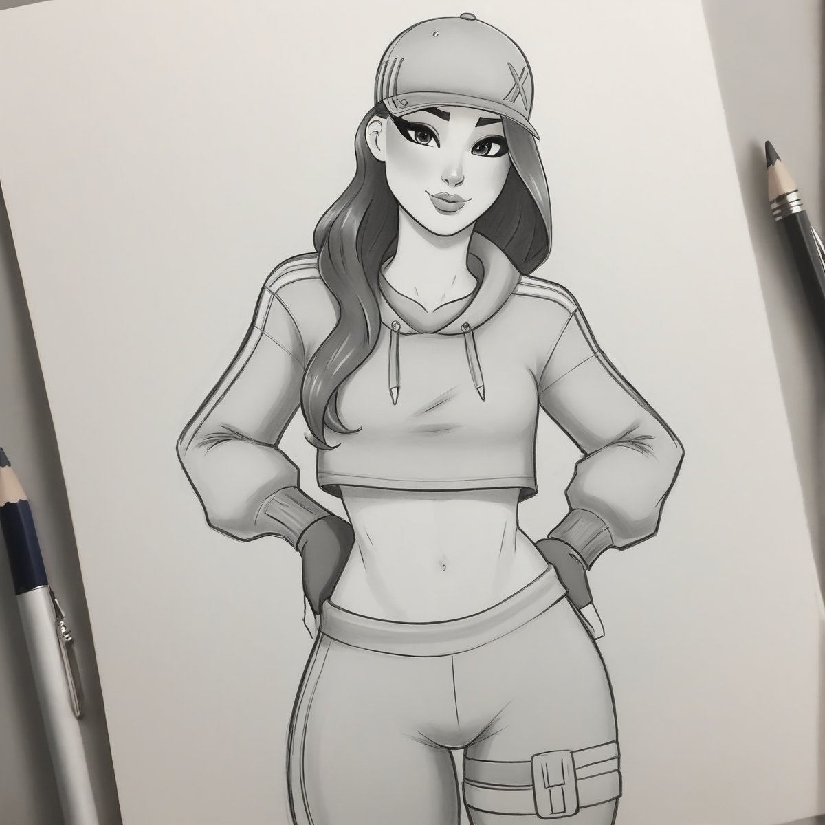 a pencil sketch of xrby wearing a grey xxcc outfit, <lora:EMS-58748-EMS:1.000000>