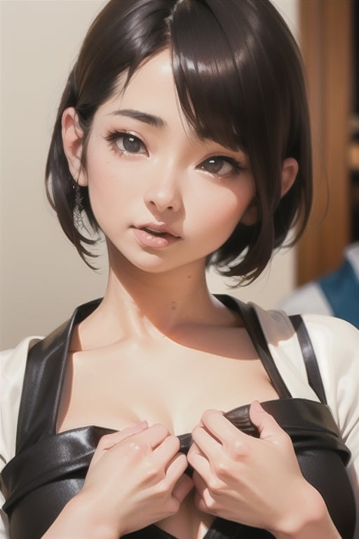 (masterpiece), best quality, expressive eyes, perfect face,
1girl, soro, Miho_jun, ((japanese face, japanese Actress)), 
(black hair, black eyes, short hair, straight hair),
(camisole),
((face focus, face close-up, upper body)),