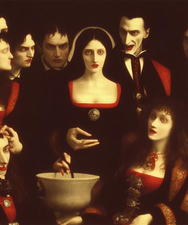 Dracula and his vampire brides in the style of eldmeisterOG