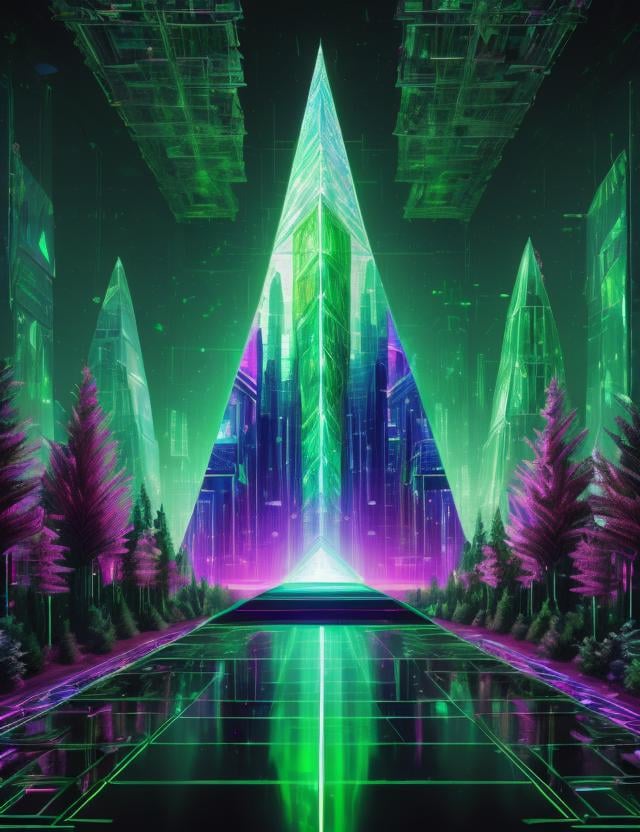 ((best quality)), ((masterpiece)), ((realistic,digital art)), (hyper detailed),holographic hologram DonMCyb3rSp4c3 Forest Residential Tower,Curtain,Energy Beam,Chamber,<lora:DonMCyb3rSp4c3-000010:1>