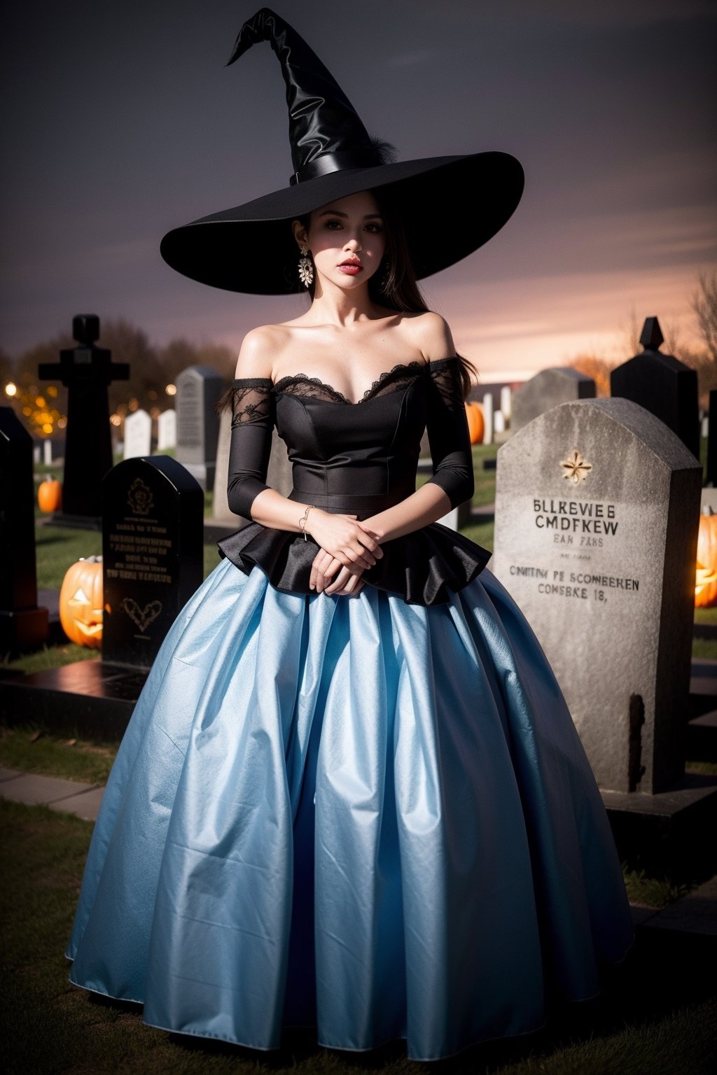 scary witch,Halloween Crinoline Dress , Scary cemetery backdrop