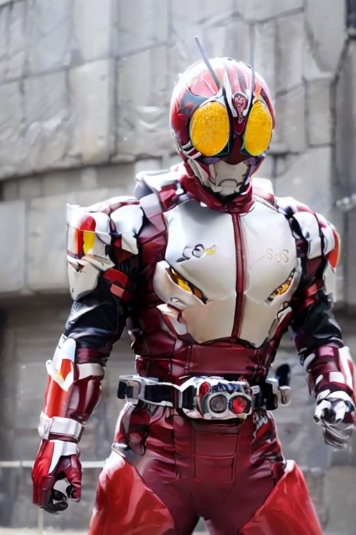 (8k, RAW photo, best quality, masterpiece:1.2), (realistic, photo-realistic:1.37), cool, strong power, street,((open helmet)), dark kamen rider agito, professional photography,professional lighting, Random posture, detailed face, detailed body, ((facing viewer)), slim body, photon mapping, radiosity, physically-based rendering,  