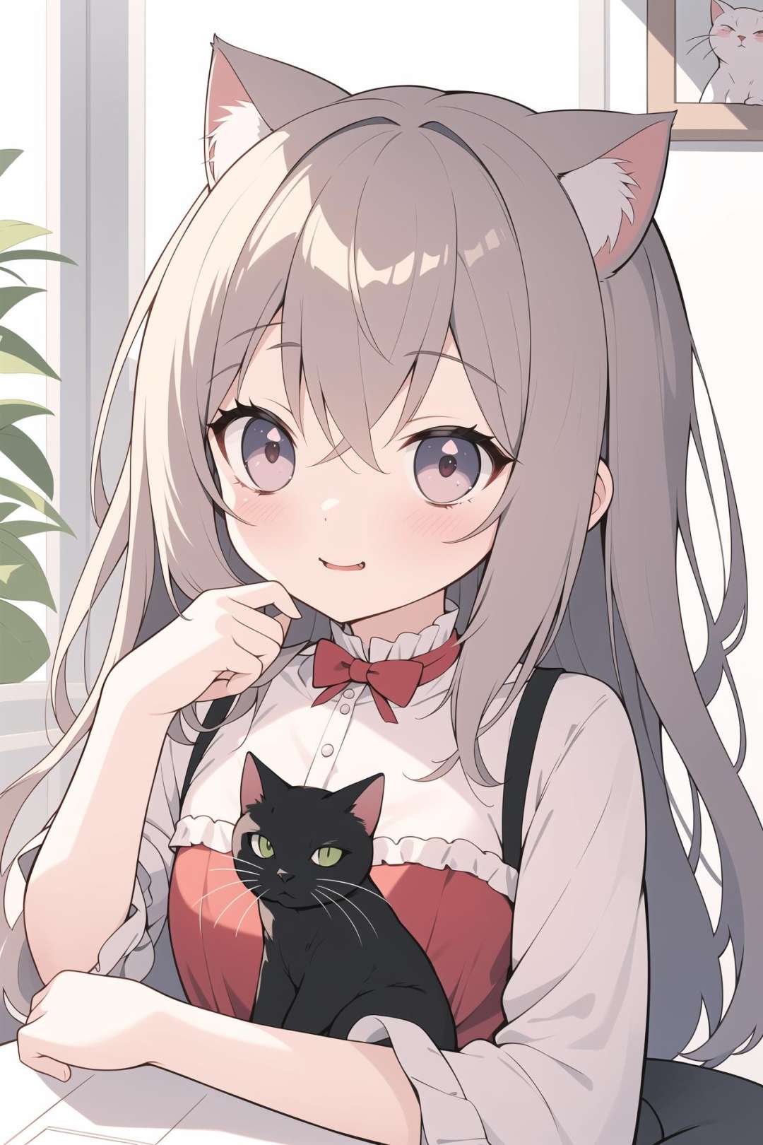 best quality,(kawaii:1.1),(cute),(high resolution:1.2),incredibly absurdres:1.3,incredibly fine illustration,cute girl,cat