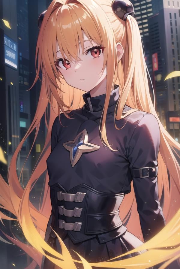 toloveruyami, <lora:yamitest:1>, yami, blonde hair, long hair, (red eyes:1.5), hair ornament, (small chest:1.2),BREAK ,BREAK outdoors, city,BREAK looking at viewer, BREAK <lora:GoodHands-vanilla:1>, (masterpiece:1.2), best quality, high resolution, unity 8k wallpaper, (illustration:0.8), (beautiful detailed eyes:1.6), extremely detailed face, perfect lighting, extremely detailed CG, (perfect hands, perfect anatomy),