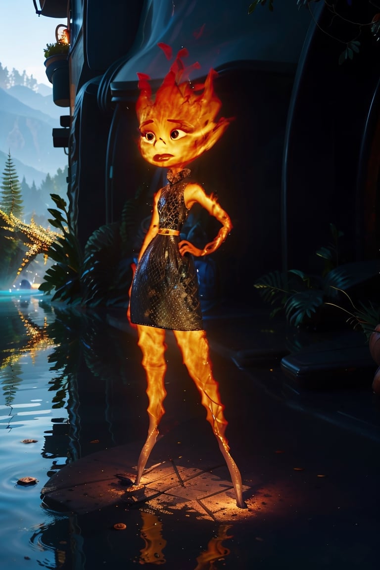  full body, best quality, 1 girl, Ember, nature, best quality, Elemental character, nature light