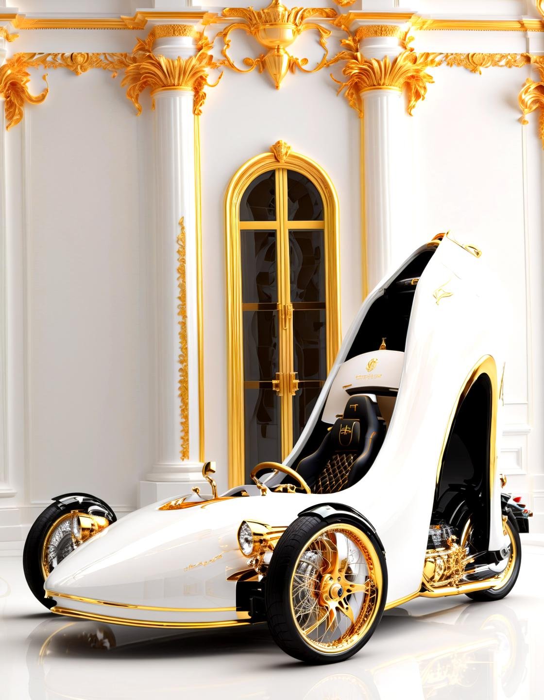 Luxury product style product picture (hhc:1.15), car, white, gold,, . Elegant, sophisticated, high-end, luxurious, professional, highly detailed