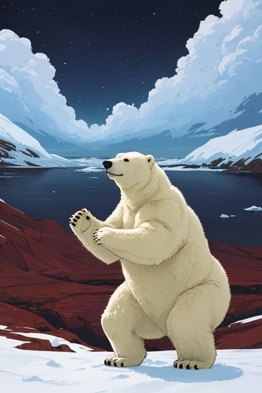 absurdres,absurdres,realistic,<lora:polar bear:0.5>,polar bear,solo,