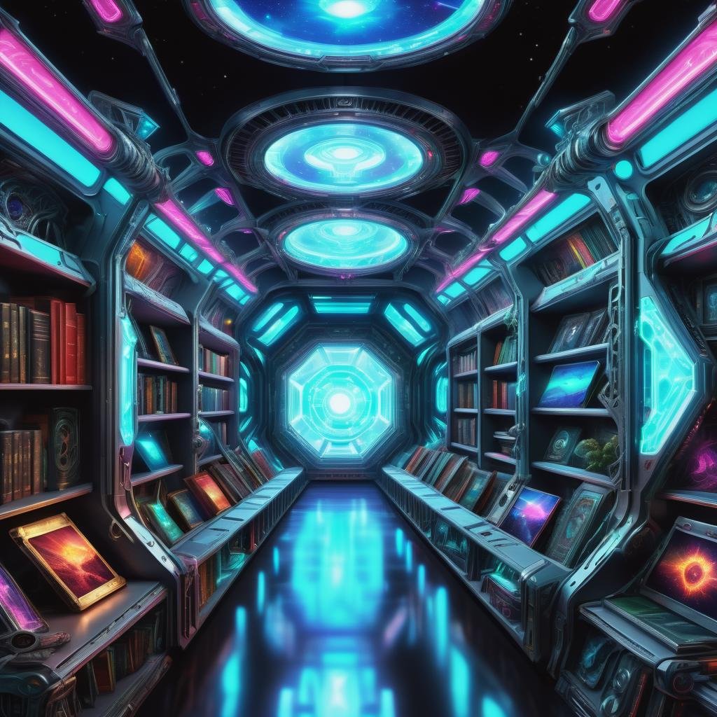 ((best quality)), ((masterpiece)), ((realistic,digital art)), (hyper detailed),DonMR0s30rd3rXL Galactic Explorer's Bridge, Bookshelf, PatteTissage tapestry, Bioluminescent Organisms, Recessed Lighting, Teslapunk, sci-fi, octane rendering, raytracing, volumetric lighting, Backlit,Rim Lighting, 8K, HDR, <lora:DonMR0s30rd3rXL-000012:0.8>