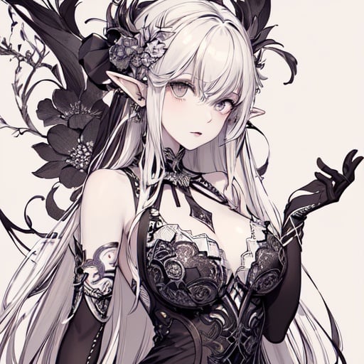 (masterpiece, top quality, best quality, official art, beautiful and aesthetic:1.2),(1girl),elf,dynamic pose,extreme detailed,colorful,highest detailed,<lora:wild_ink_color:1>,monochrome,ink sketch,