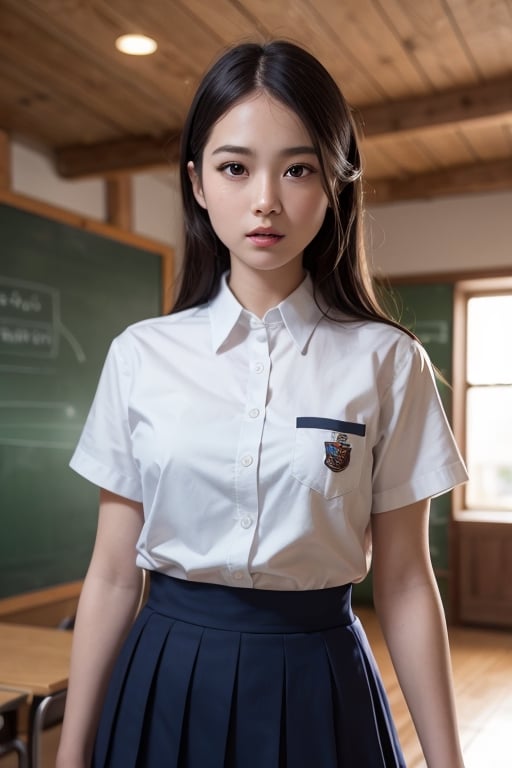 twicemomo, school, (day:1.1), RAW,(8k, best quality, masterpiece:1.2),(intricate details:1.4),(photorealistic:1.4),octane render, complex 3d render ultra detailed, studio soft light, rim light, vibrant details, ultra detailed, realistic skin texture, detailed face, beautiful detailed eyes, extremely detailed CG unity 8k wallpaper, makeup, (detailed background:1.2), (cowboy shot:1.2),(perfect anatomy:1.2),(wide hip:1.1),(school uniform:1.2), 