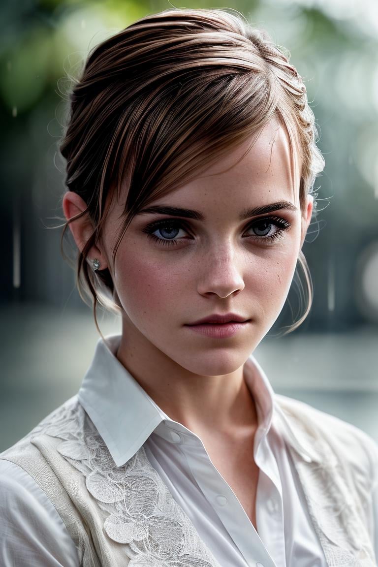 photo of beautiful (emw100:0.99), a woman in a (movie premiere gala:1.1), perfect hair, wearing (sexy white school uniform:1.1),  ((Soggy:1.1)), modelshoot style, (extremely detailed CG unity 8k wallpaper), professional majestic (photography by  yousuf karsh:1.1), (Fujifilm X-T30 II Mirrorless Camera), 24mm, exposure blend, hdr, faded, extremely intricate, High (Detail:1.1), Sharp focus, dramatic, soft cinematic light, (looking at viewer), (detailed pupils), (upper body), 24mm, 4k textures, soft cinematic light, adobe lightroom, photolab, elegant, ((((cinematic look)))), soothing tones, insane details, hyperdetailed, low contrast