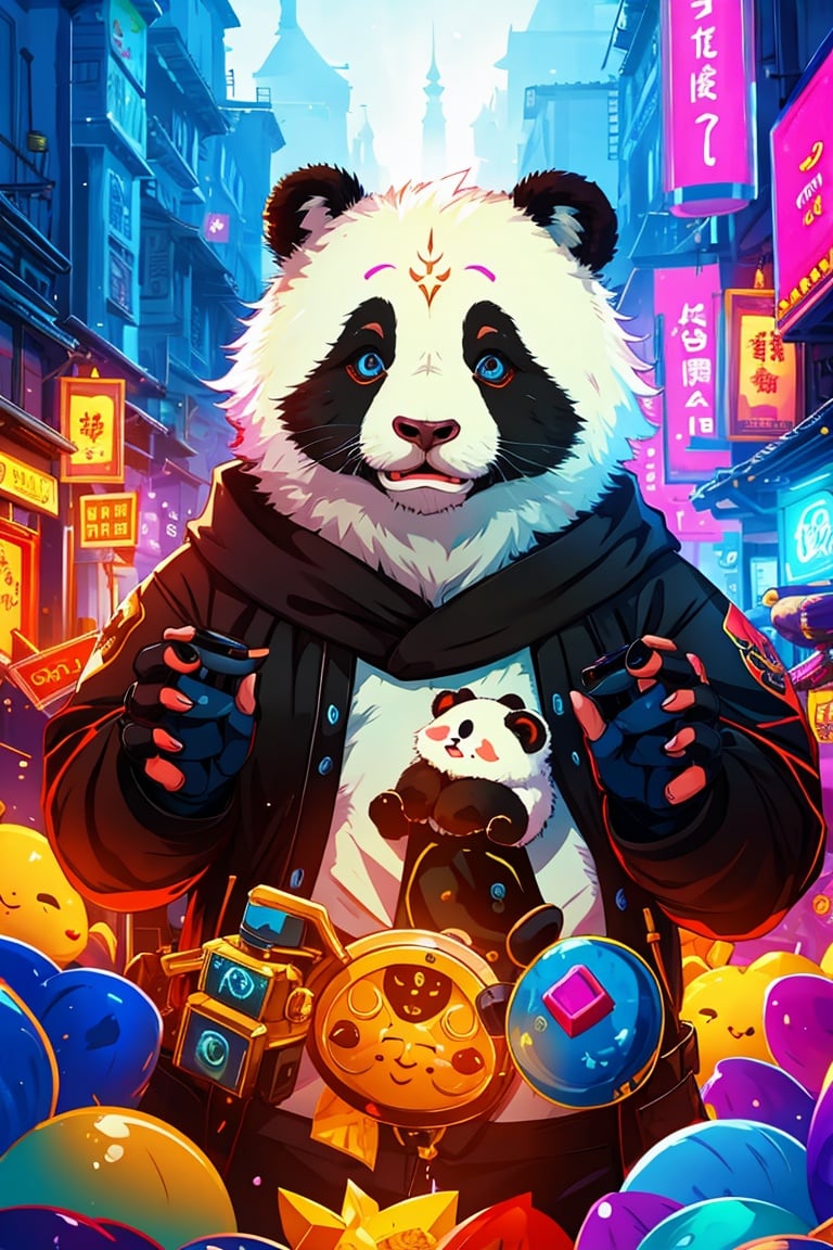  A cute panda Man in World of Warcraft, colorful, clutter, ultra detailed, mysterious, scary, perfect environment, cinematic lighting, product photography, unreal engine, 8K