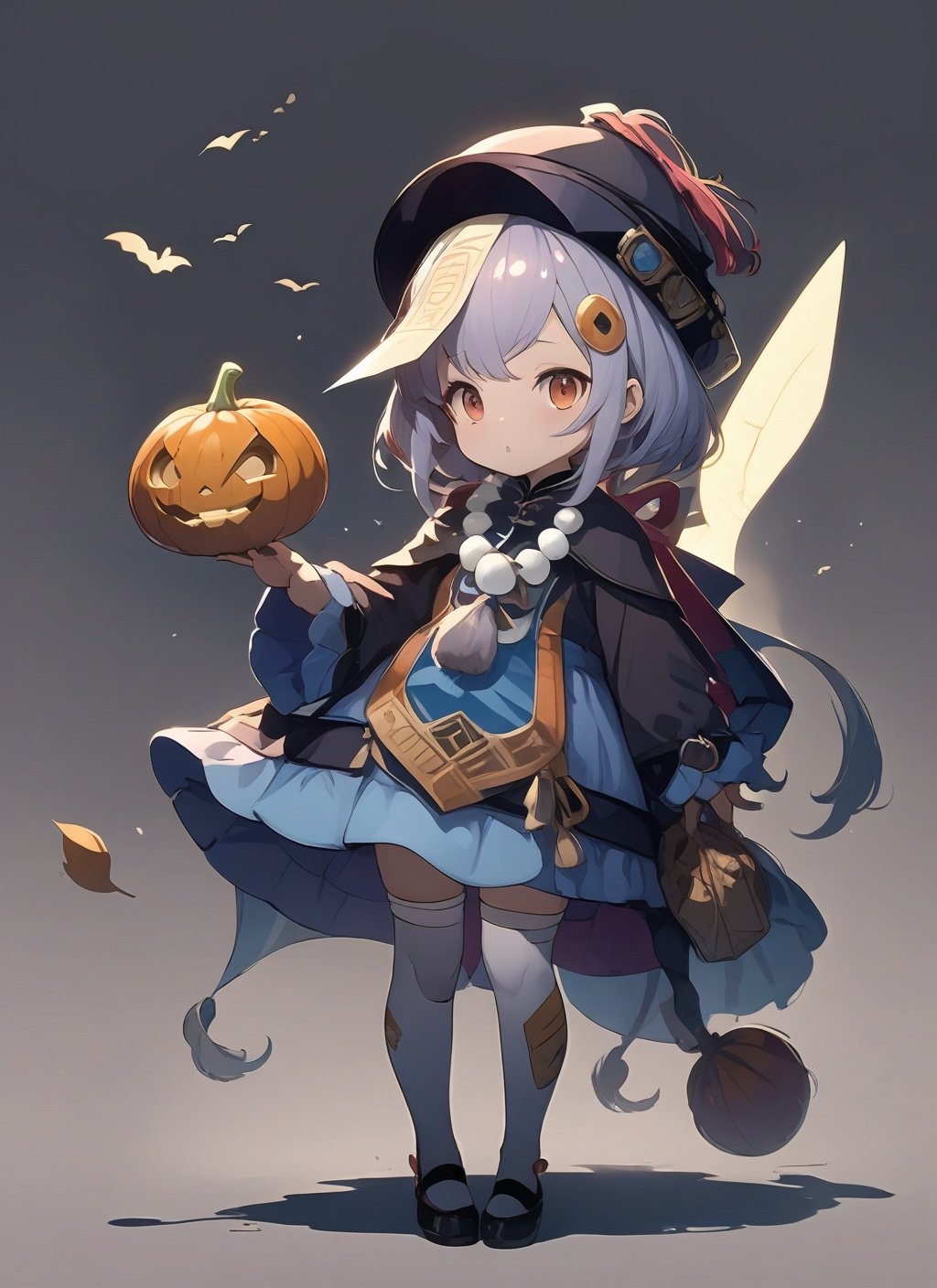 <lora:qiqi (1):1>,qiqi,1girl, basket, basketball, bat, bat_hair_ornament, bat_wings, bolt, broom, candle, candy, candy_cane, castle, charmander, coffin, cookie, costume, cross, demon_horns, demon_tail, emoji, english_text, food, food-themed_hair_ornament, ghost, ghost_costume, glowing, glowing_eyes, grave, graveyard, halloween, halloween_bucket, halloween_costume, happy_halloween, hat, holding_vegetable, horns, jack-o'-lantern, lantern, lollipop, luma_\(mario\), manjuu_\(azur_lane\), mimikyu, moon, mummy, mummy_costume, orange_headwear, pie, pumpkin, pumpkin_hair_ornament, pumpkin_hat, samus_aran, screw, silk, skeleton, skull, spider, spider_web, spider_web_print, stitches, swirl_lollipop, tombstone, torchic, trick_or_treat, trident, vampire, vampire_costume, vegetable, werewolf, wings, witch, witch_hat