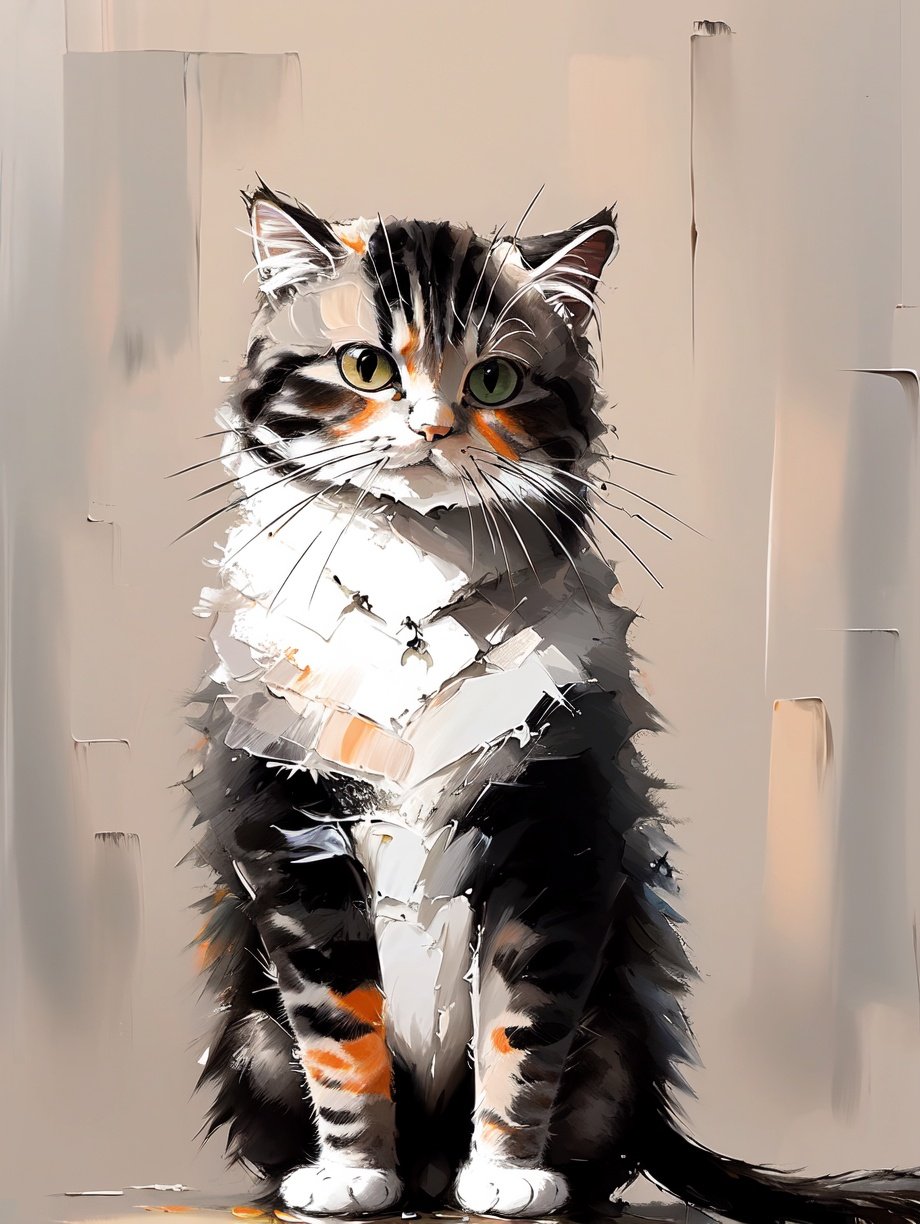 (best quality,masterpiece,fine detailed,),<lora:CJ simple painting:0.9>,1 cute cat,front,whole body,orange eyes,kawaii,rainy day,outdoor scene,the jumping cat,oil_painting,simple,, (best quality, high quality, masterpiece,),