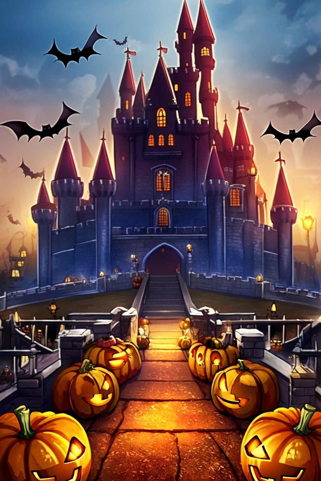  Best quality, 8k, cg,halloween,castle, wsj-hd