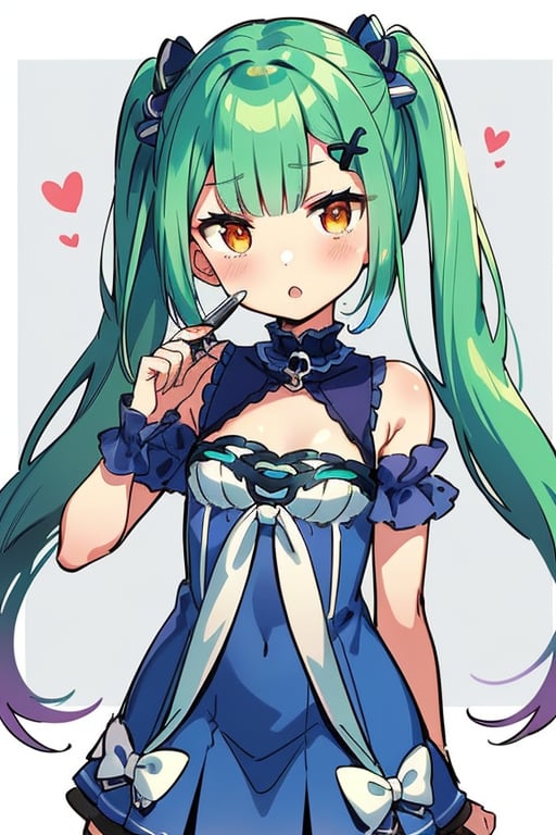 (masterpiece, best quality:1.2), 1girl, anime girl with green hair and blue dress holding a knife, anime girl with teal hair, anime visual of a cute girl, mikudayo, portrait of an anime girl, anime moe artstyle, marin kitagawa fanart, young anime girl, small curvy loli, cute anime waifu in a nice dress, portrait of cute anime girl, made with anime painter studio
