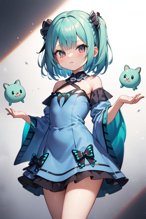 (masterpiece, best quality:1.2), 1girl, anime girl with green hair and blue dress, anime girl with teal hair, anime visual of a cute girl, mikudayo, portrait of an anime girl, anime moe artstyle, marin kitagawa fanart, young anime girl, small curvy loli, cute anime waifu in a nice dress, portrait of cute anime girl, made with anime painter studio
