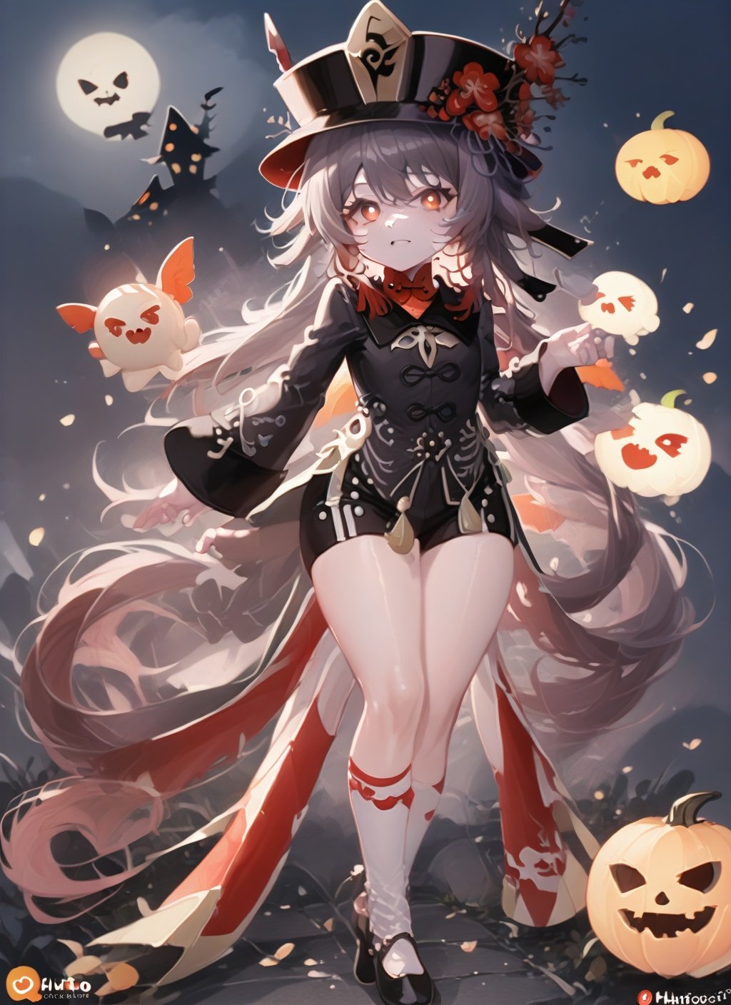 qiqi,halloween,(masterpiece, best quality:1.2),<lora:hutaohalloween:1>,hutao,halloween