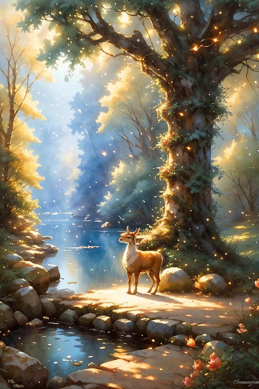  masterpiece, best quality, high quality,extremely detailed CG unity 8k wallpaper, An enchanting and dreamy scene of a fantasy forest, (with towering trees), glowing mushrooms, and hidden fairy glens, creating a sense of mystique and enchantment, BREAK, (1 cute girl, solo, chasing fireflies:1.5, full body), artstation, digital illustration, intricate, trending, pastel colors, oil paiting, award winning photography, Bokeh, Depth of Field, HDR, bloom, Chromatic Aberration ,Photorealistic,extremely detailed, trending on artstation, trending on CGsociety, Intricate, High Detail, dramatic, watercolor