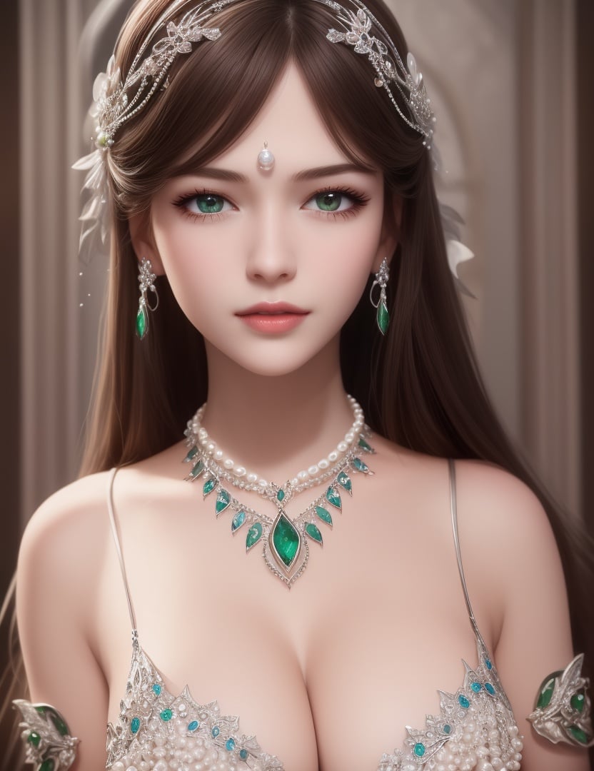 ultra realistic 8k cg, picture-perfect face, flawless, clean, masterpiece, professional artwork, famous artwork, cinematic lighting, cinematic bloom, perfect face, beautiful face, beautiful eyes, fantasy, dreamlike, unreal, science fiction, huge breasts, beautiful clothes, absurdly long hair, very long hair, (rich:1.4), prestige, luxury, jewelry, diamond, gold, pearl, gem, sapphire, ruby, emerald, intricate detail, delicate pattern, charming, alluring, seductive, erotic, enchanting, hair ornament, necklace, earrings, bracelet, armlet,((1girl, ))    <lora:DA_宁荣荣神装NingRongrongGodClothes:0.6>