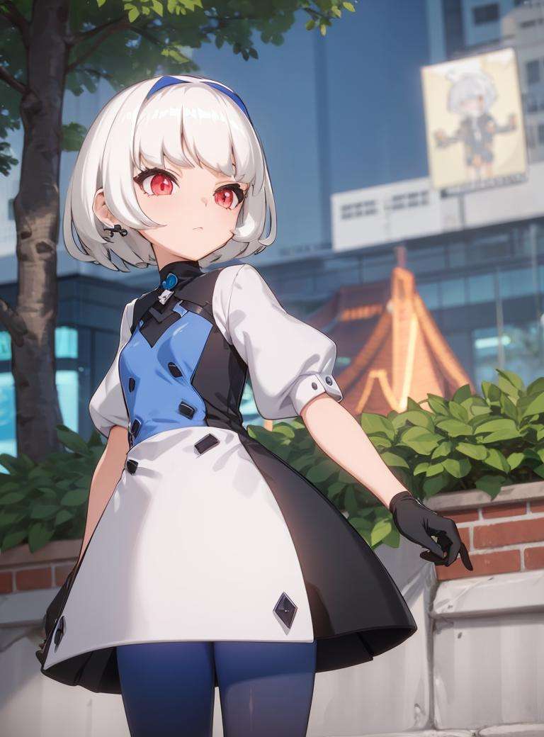 1girl, white hair, short hair, red eyes, 