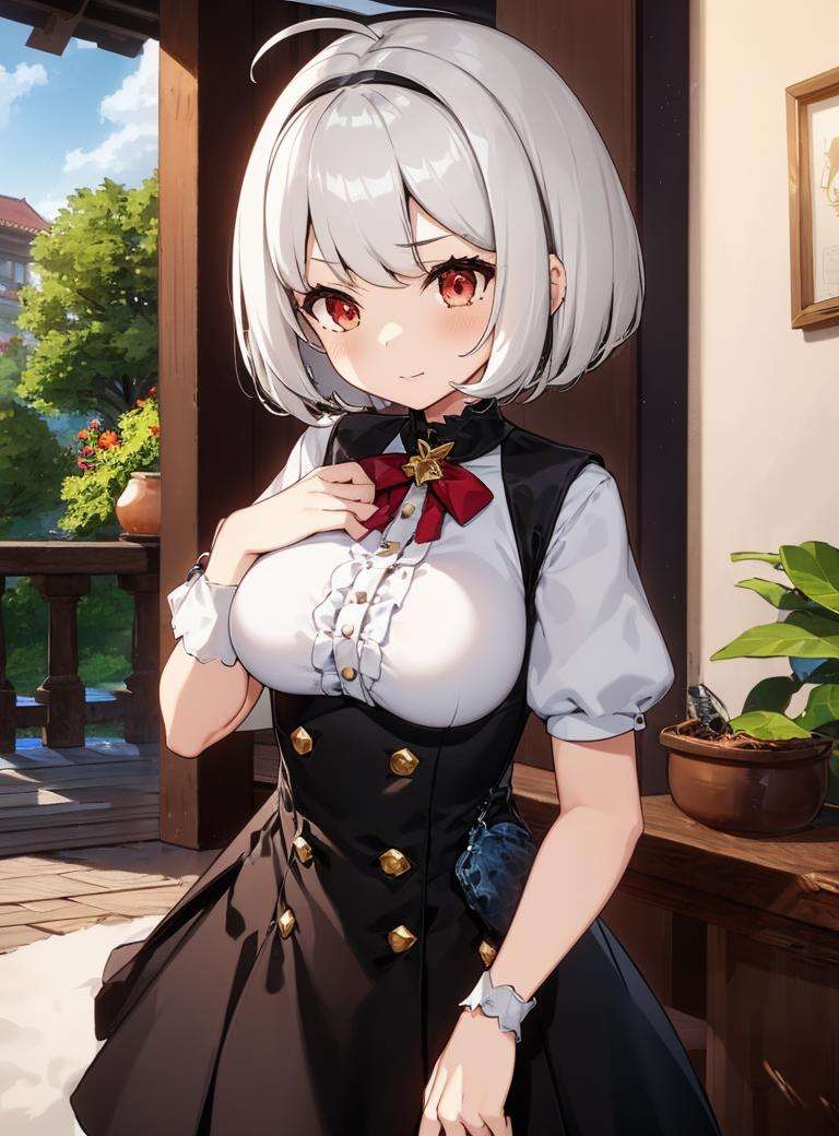 1girl, white hair, short hair, red eyes,