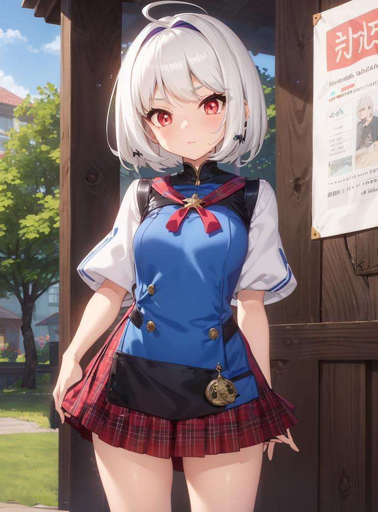 1girl, white hair, short hair, red eyes,