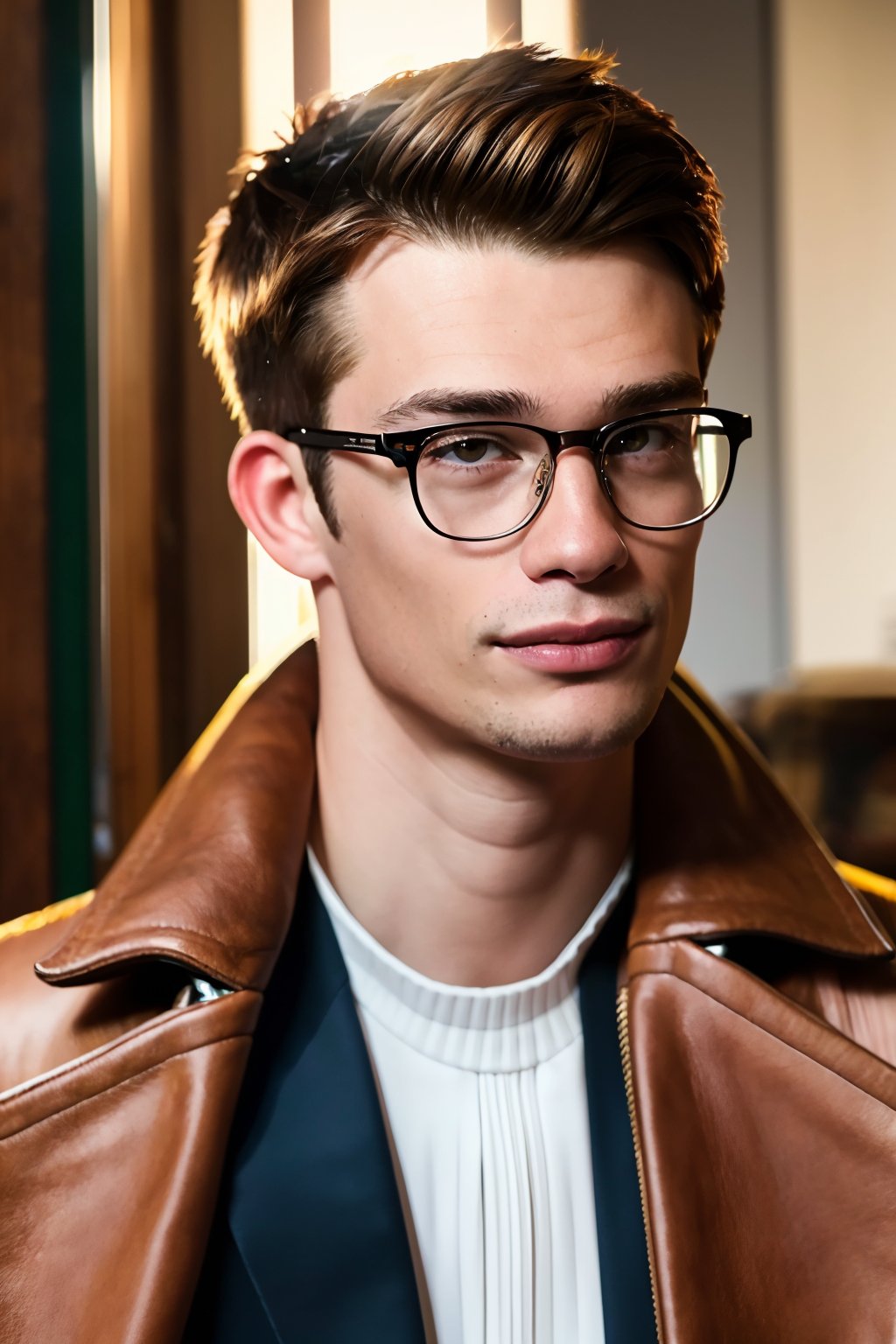 NicholasGalitzine, hazel eyes, brown hair, slim, slender, wearing glasses, A photograph of a handsome, athletic male, listening to music in his messy room, headphones, 4k ultra hd, smooth picture, noise-free realism, sigma 85mm f/1.4,Realism,photo of perfecteyes, 8k, realistic, masterpiece, intricate details, detailed background, depth of field,Film grain ,Epic,NicholasGalitzine 