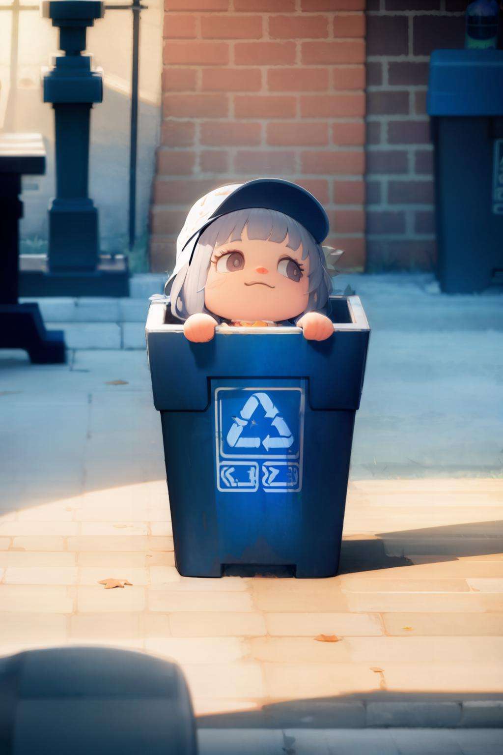 masterpiece, best quality,   <lora:KasumizawaMiyu:1>,  <lora:ach02:1>,trash can,in contain,1girl,chibi