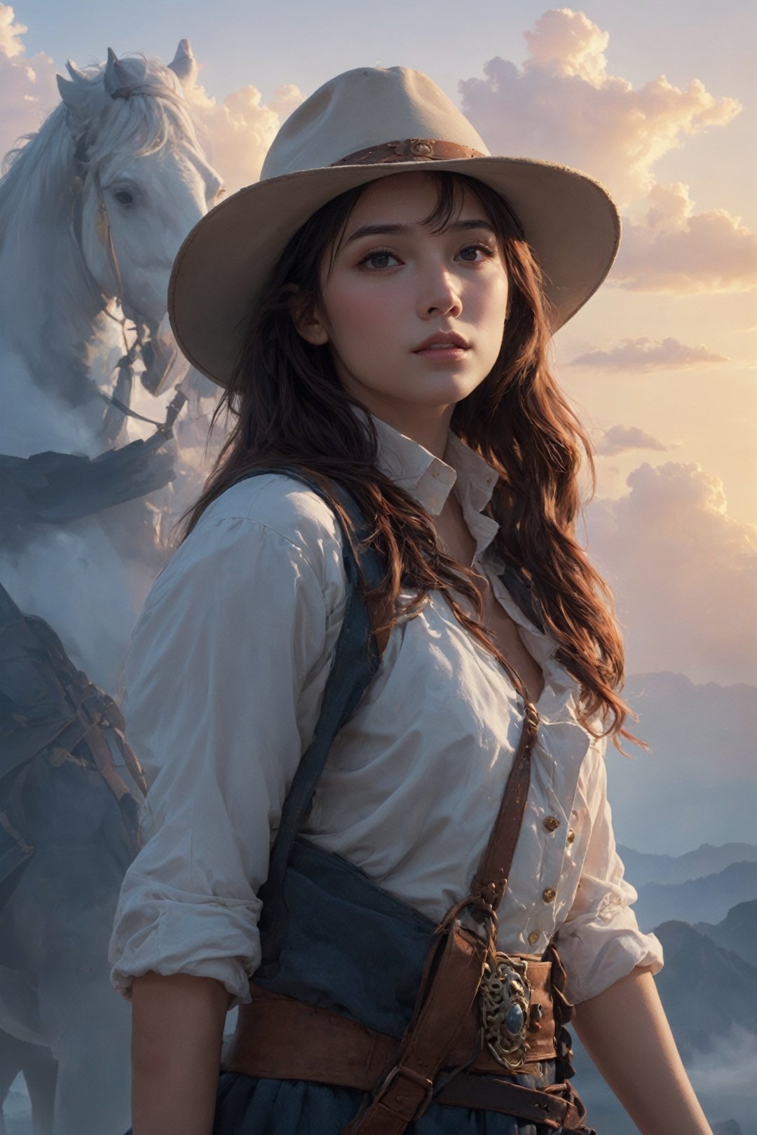  (masterpiece:1.1, highres:1.4),1 girl,(soft blending:1.2),fluid colors,dreamy washes,fantasy,dream world:1.8,cowboy shot,Fantasy Style,Sky Fantasy