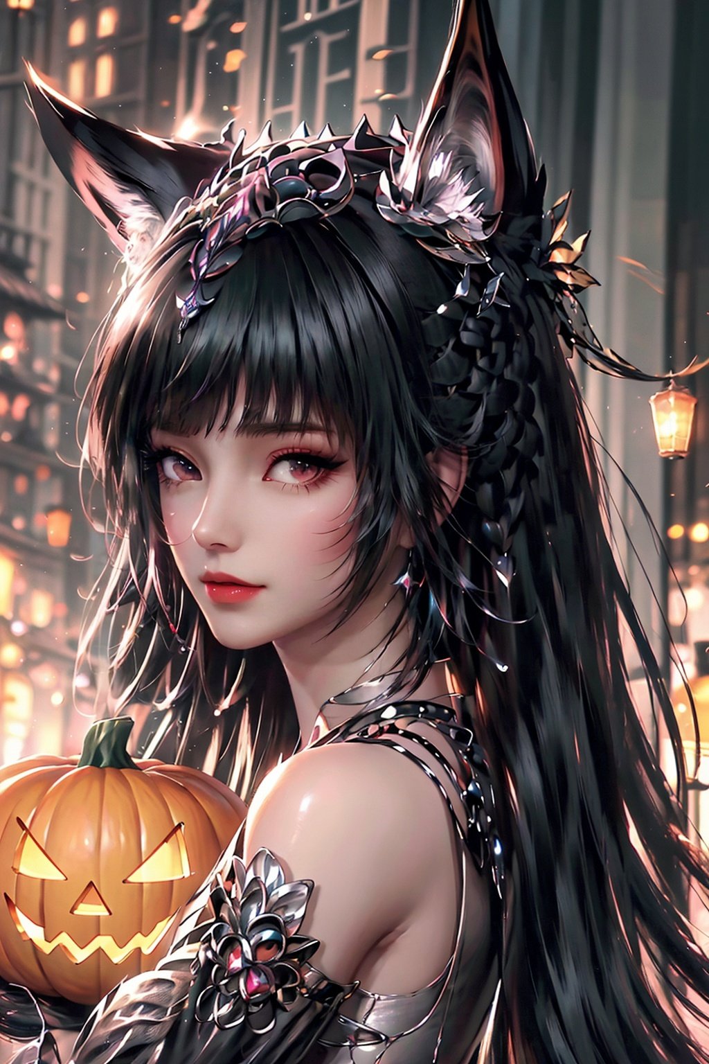  ((masterpiece)), ((best quality)), 8k, high detailed, ultra-detailed,(1girl),wearing a wolf costume, (solo), (headgear), (pumpkin hat), (costume), (headgear), (pumpkin hat), (details), (natural lighting), high detailed, ultra-detailed., xmv-hd, wsj-hd