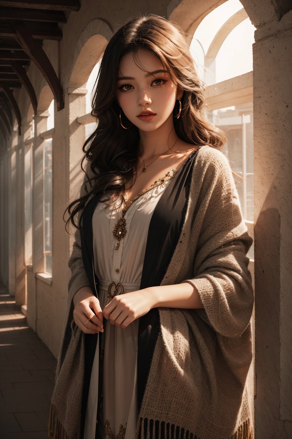  masterpiece, best quality,ultra-detailed,ultra high res, by cgart_firefly, 1girl\(portrait, bohemian style, flowing dresses, layered clothing, earthy colors, fringe accessories, ethnic prints, natural fabrics\), (butterfly),BREAK,artistic designs, cinematic