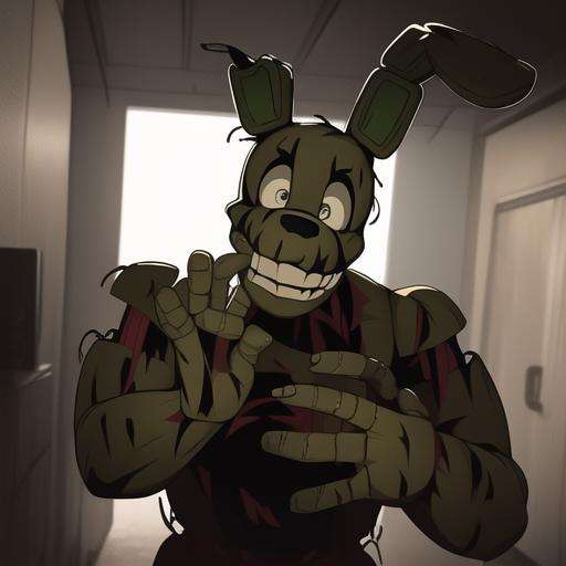 <lora:fnaf springtrap-05:1> horror (theme), detailed background, springtrap, masterpiece, best quality