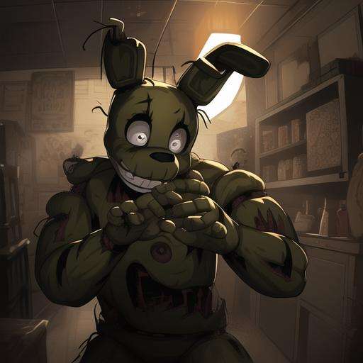 <lora:fnaf springtrap-05:1> horror (theme), detailed background, springtrap, masterpiece, best quality