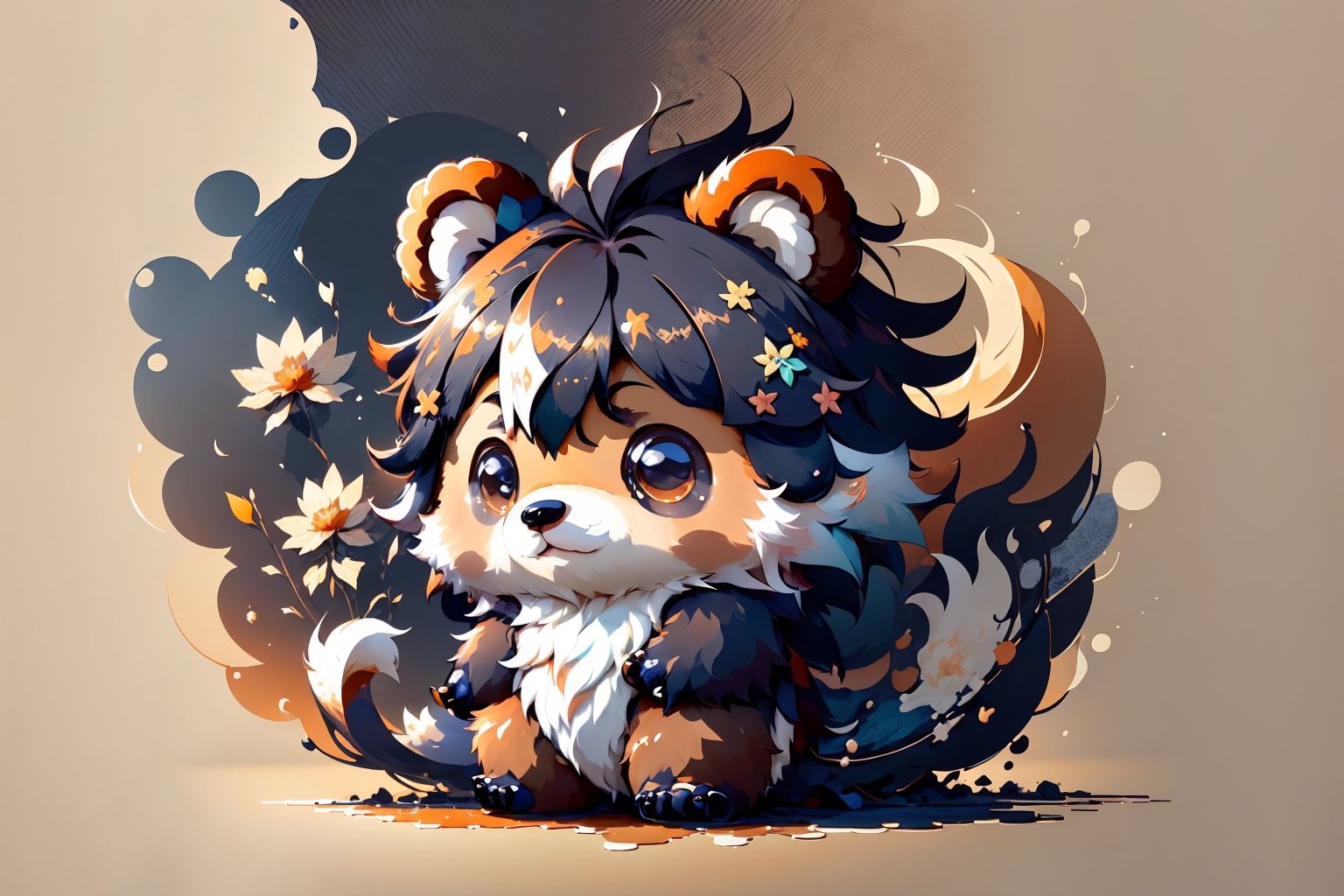 splash00d, chibi bear, very long furs, (cute:1.6) <lora:splash00d-000008:1> 