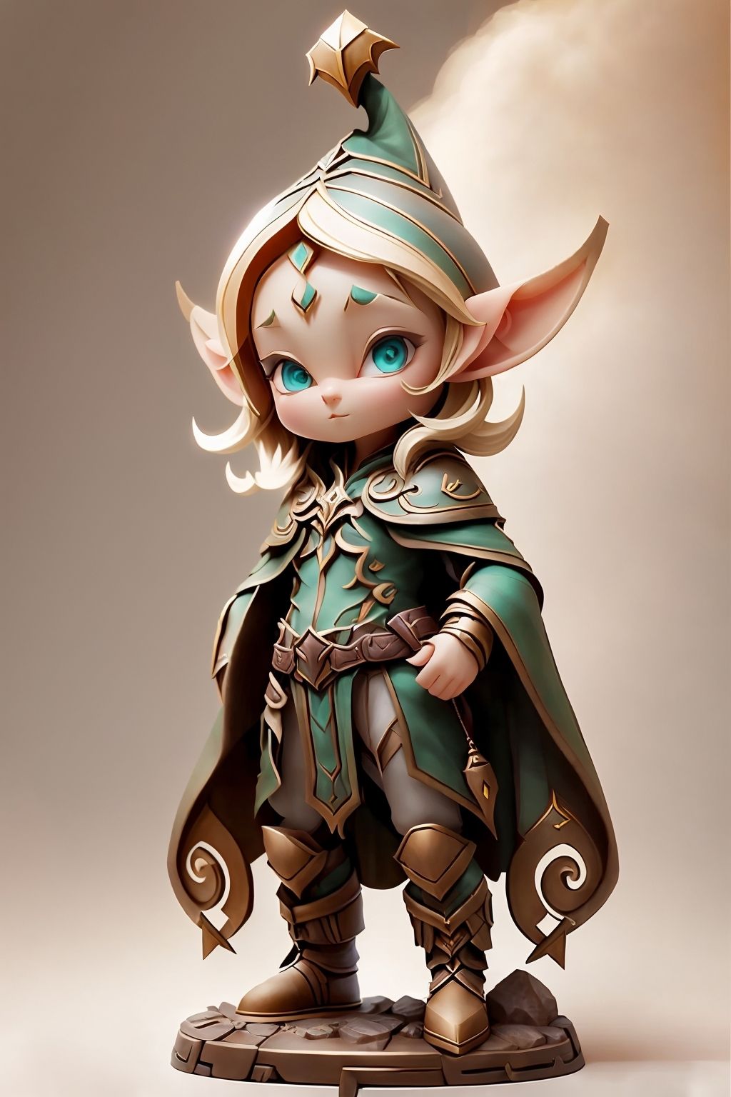 plastican00d, Studio shot of a High elf, plain background, <lora:plastican00d-000010:1>