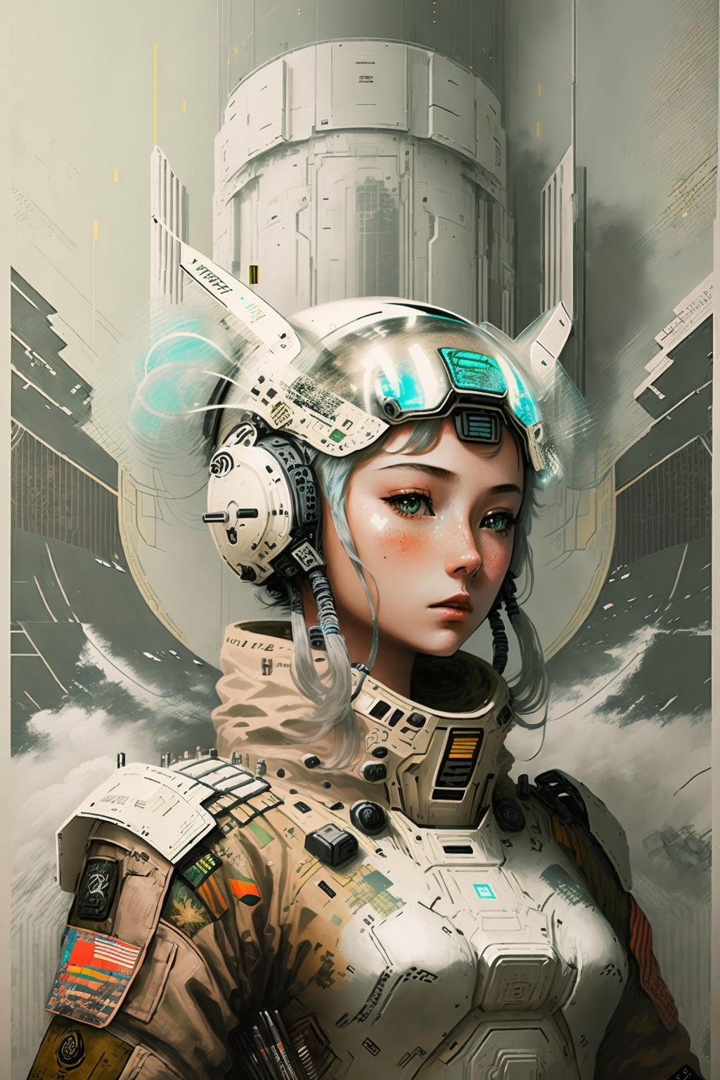 random00d, pastel (medium), girl, black, zoom layer, military science fiction, poster \(medium\),  <lora:random00d_v2-000010:1>