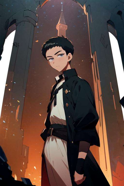 masterpiece, best quality, illustration, 1boy, solo, male focus, looking at viewer, , , , , <lora:junta_hayami:0.76>, junta_hayami, black hair, grey eyes, short hair, gangster costume, The Tower of Oblivion: A stronghold where forgotten secrets and dark magic are hidden, HD