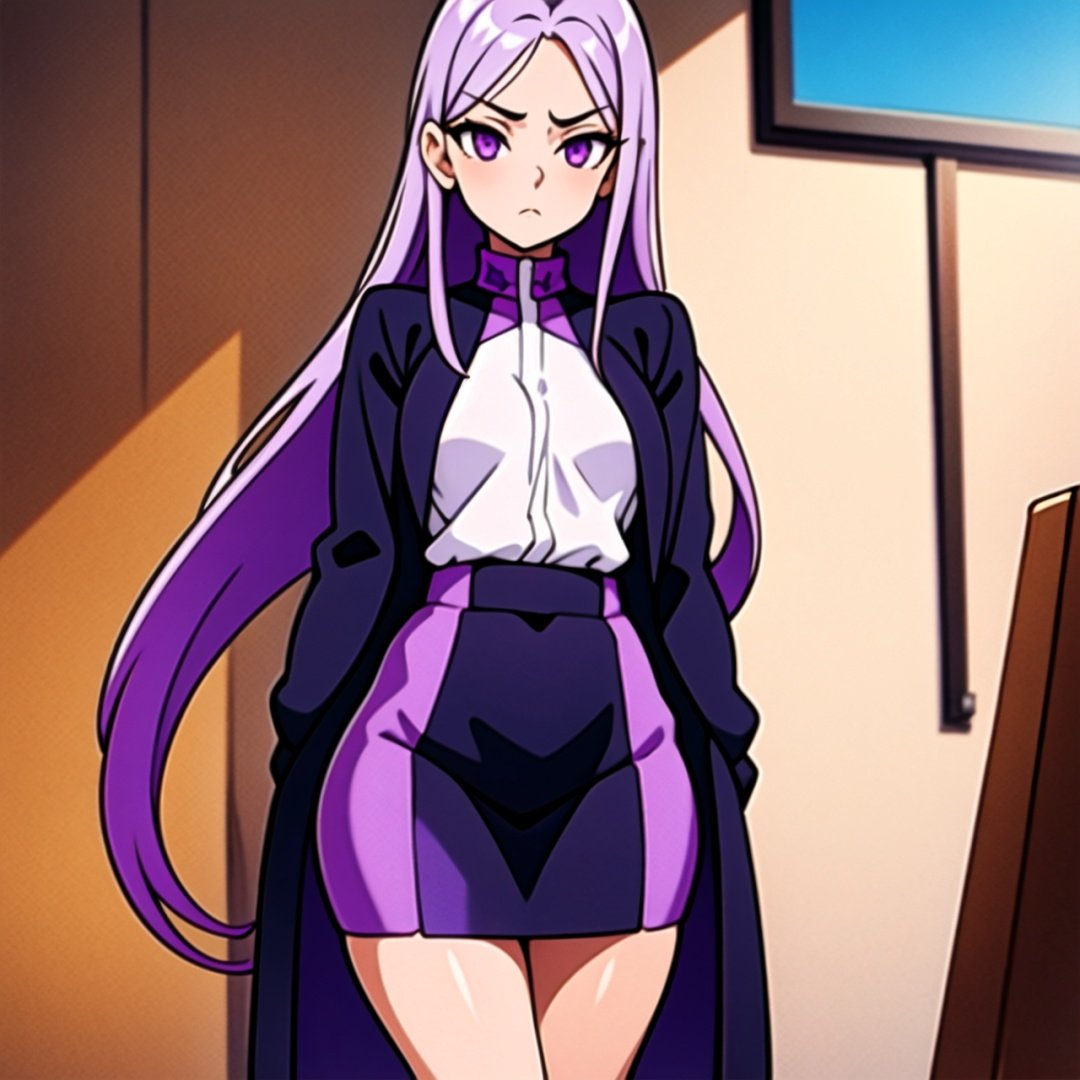 Girl 170cm, thin waist, purple eyes, long silver hair, medium hips, costs cancer