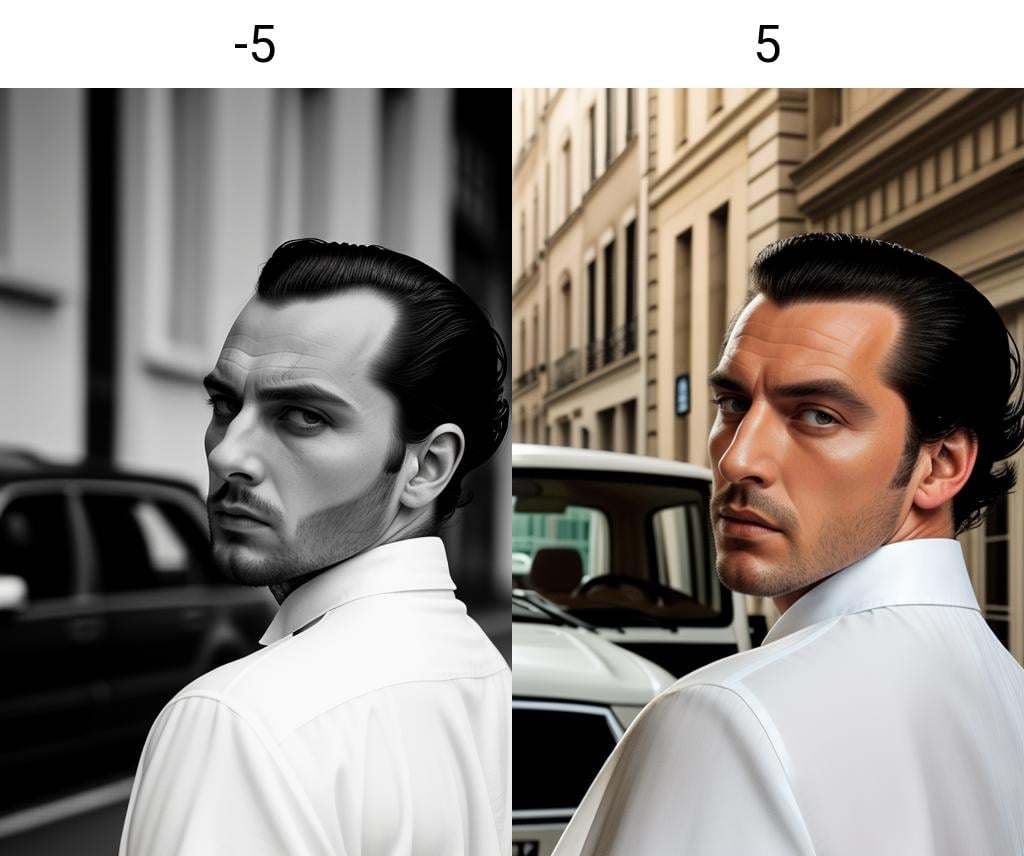 handsome french man, sun, street, vehicles <lora:key_slider_v1:-5> headshot, white shirt, stubbles, hair slicked back, black hair, from behind